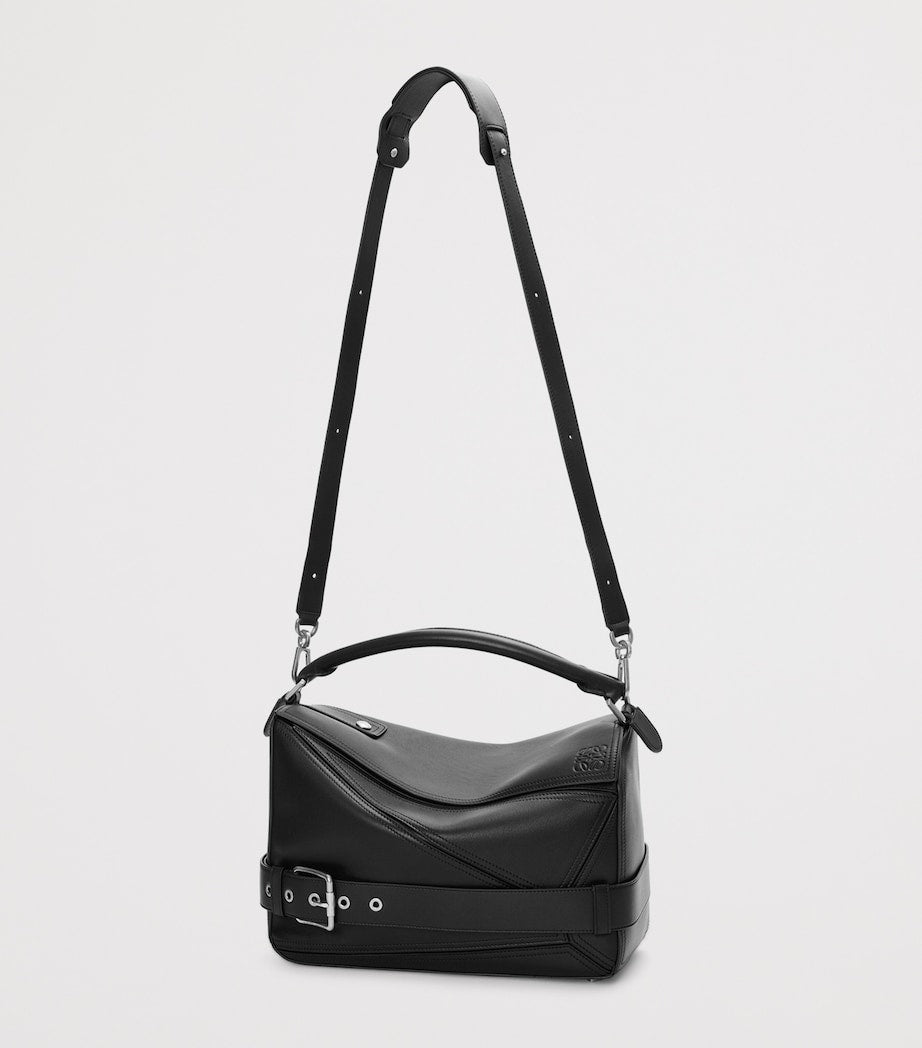 Large Leather Puzzle Biker Top-Handle Bag