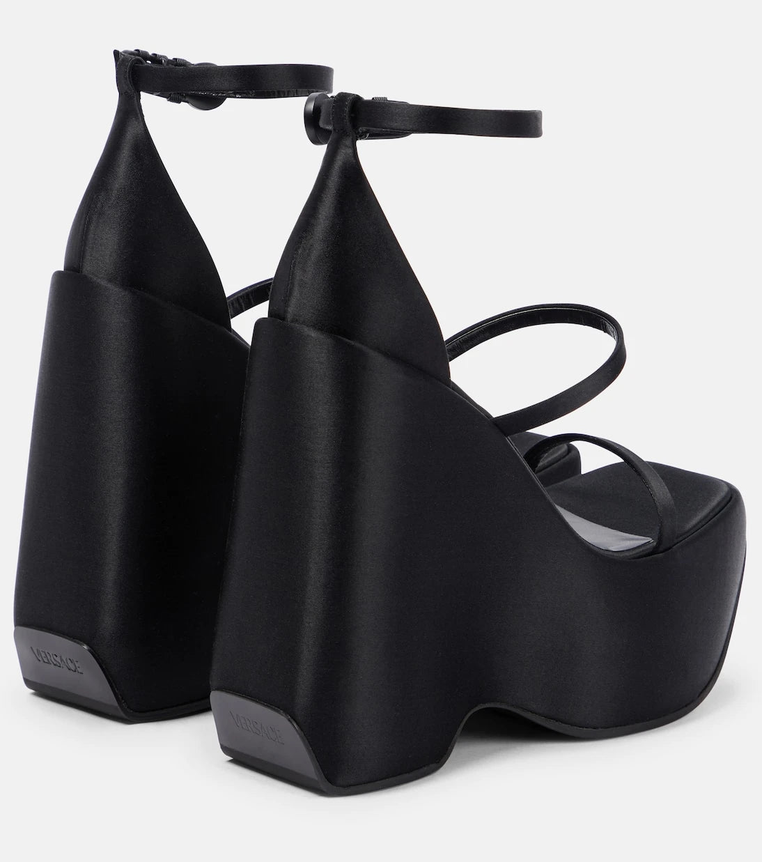 Versace - Triplatform satin platform sandals