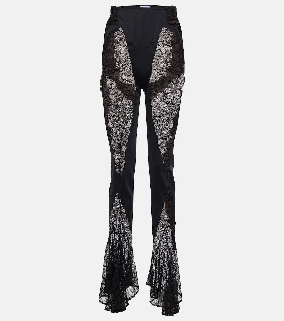 Mugler - High-rise flared lace pants