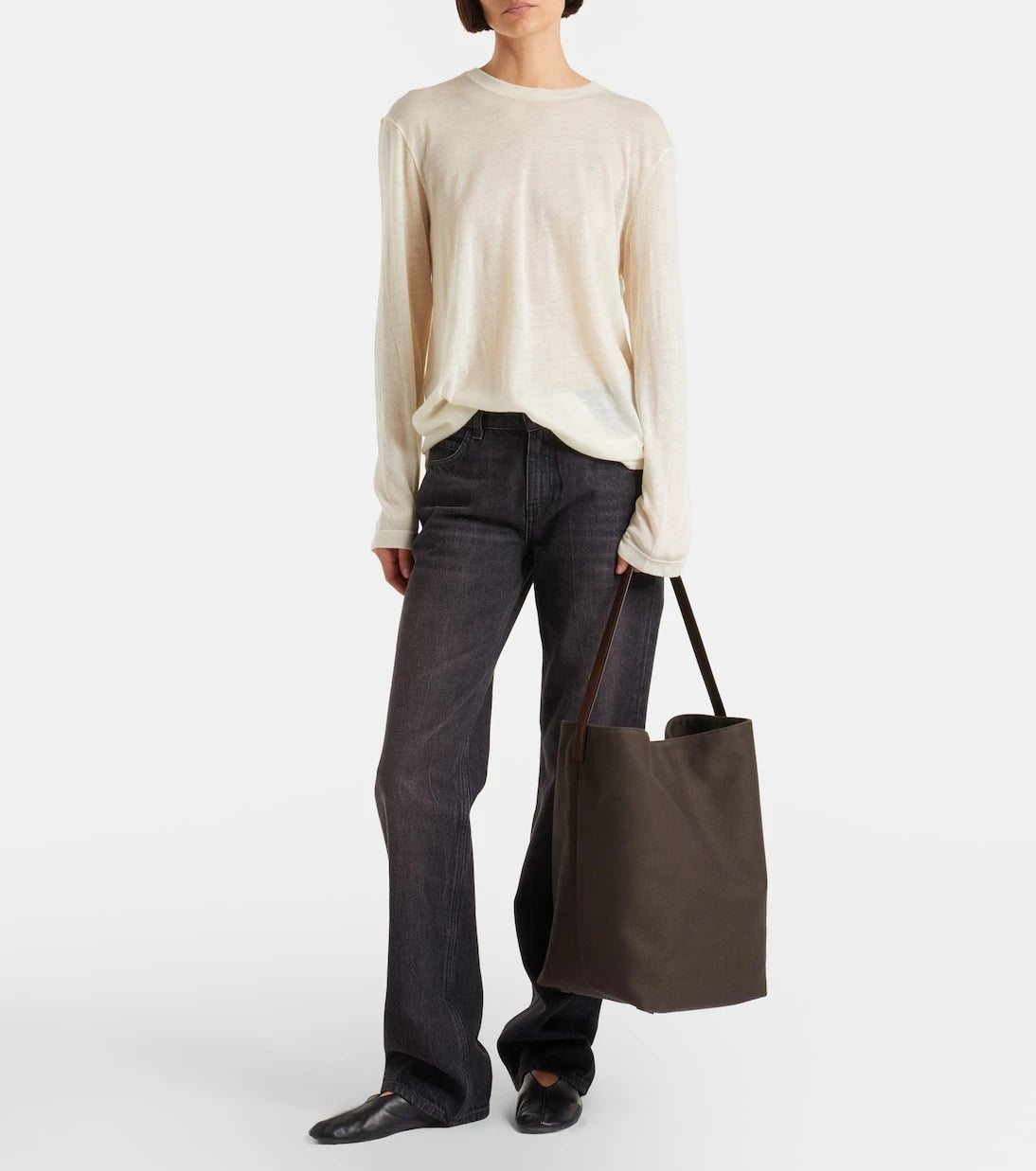 The Row - N/S Park Large canvas and leather tote bag