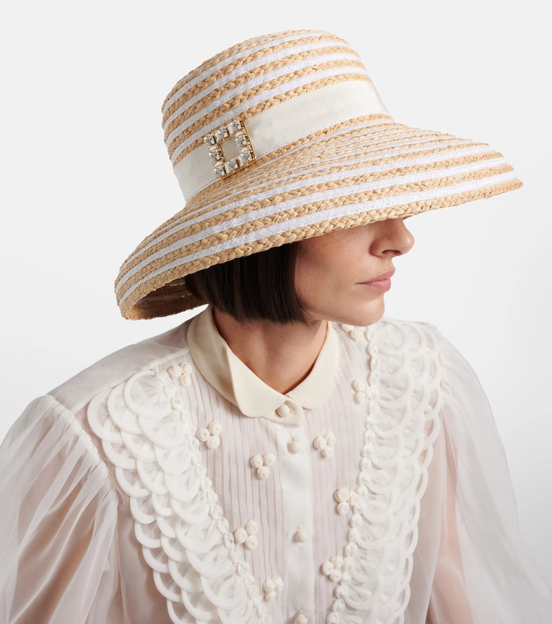 Roger Vivier - Très Vivier striped raffia sun hat
