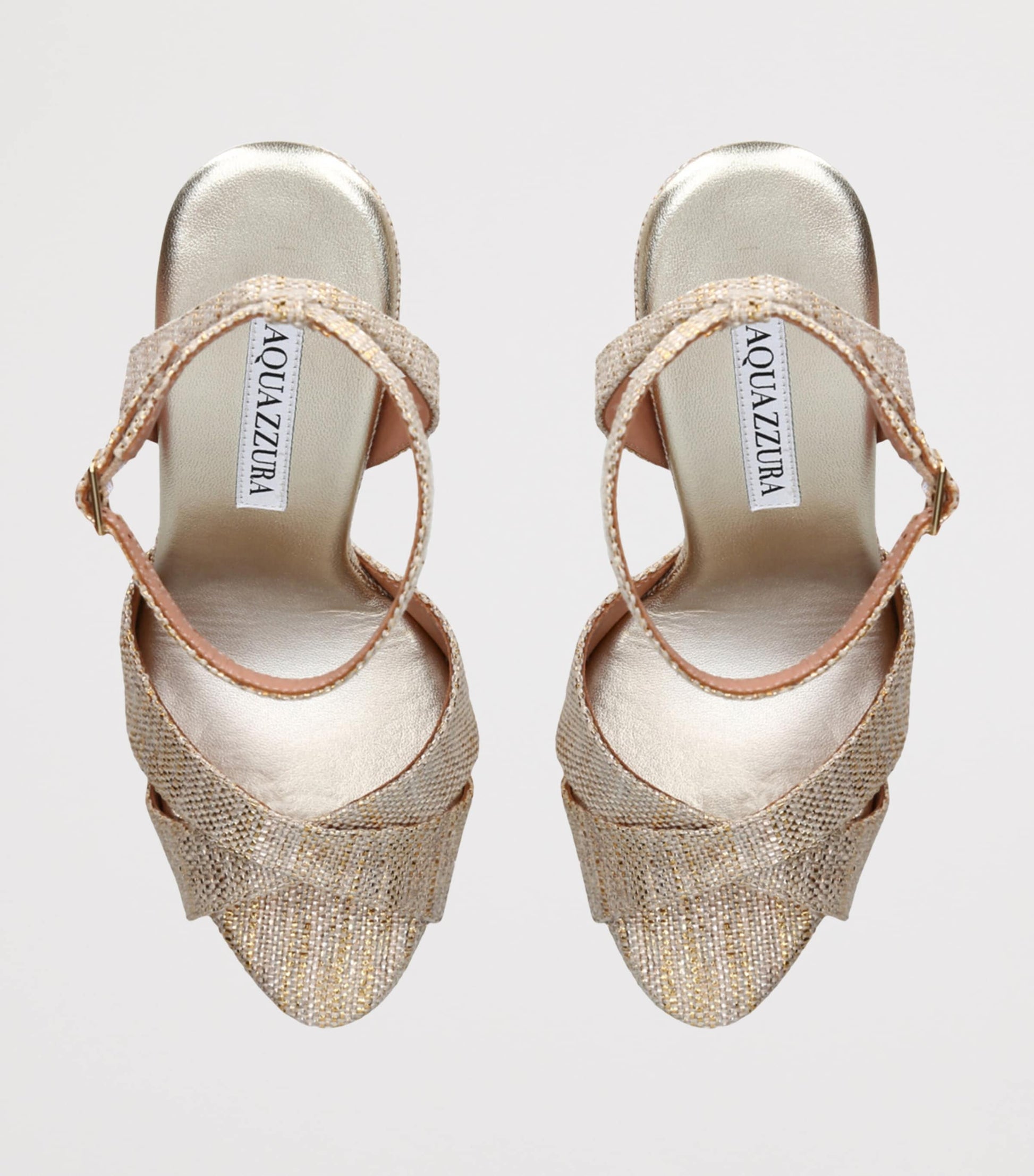 Aquazzura Gold Metallic Divine Plateau Platform Sandals 130