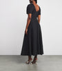 Black Balloon-Sleeve Midi Dress