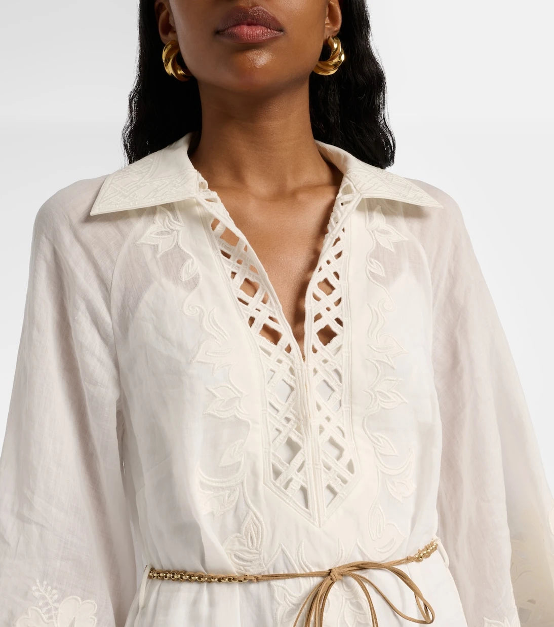 Zimmermann - Indra embroidered ramie midi dress