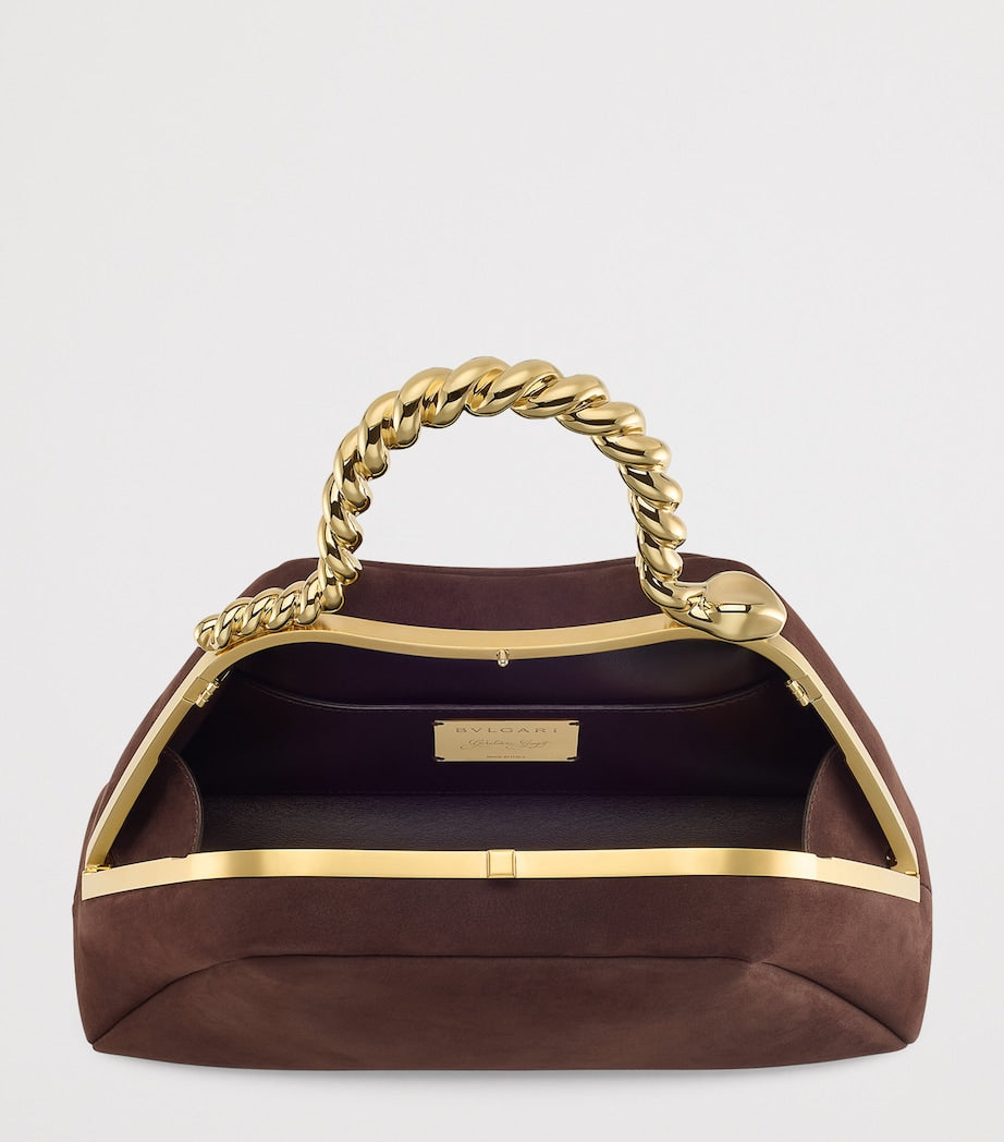 Bvlgari x Geraldine Guyot Small Nubuck Leather Serpentine Top-Handle Bag