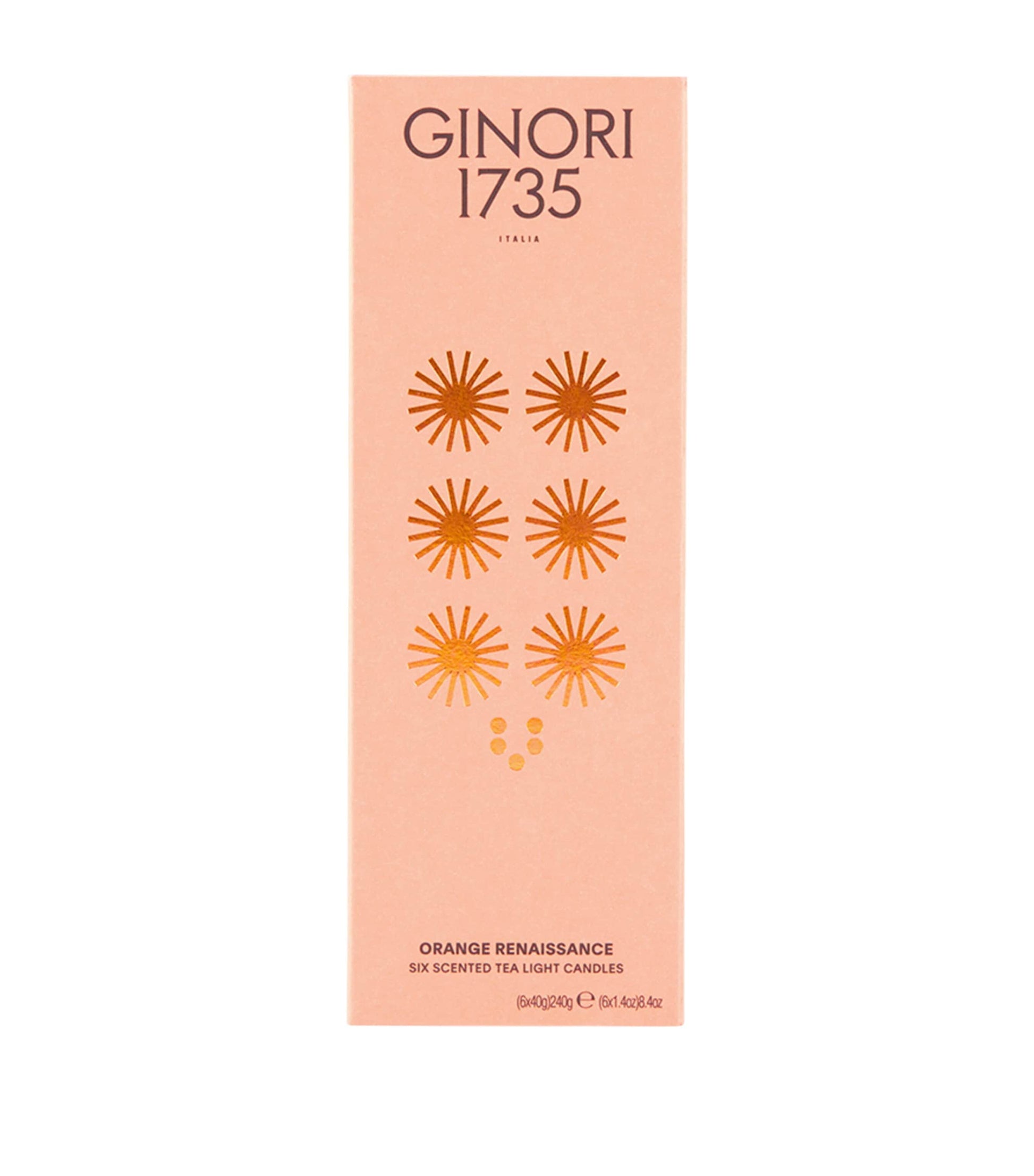 Orange Renaissance Tealight Candle Set (6 x 288g)