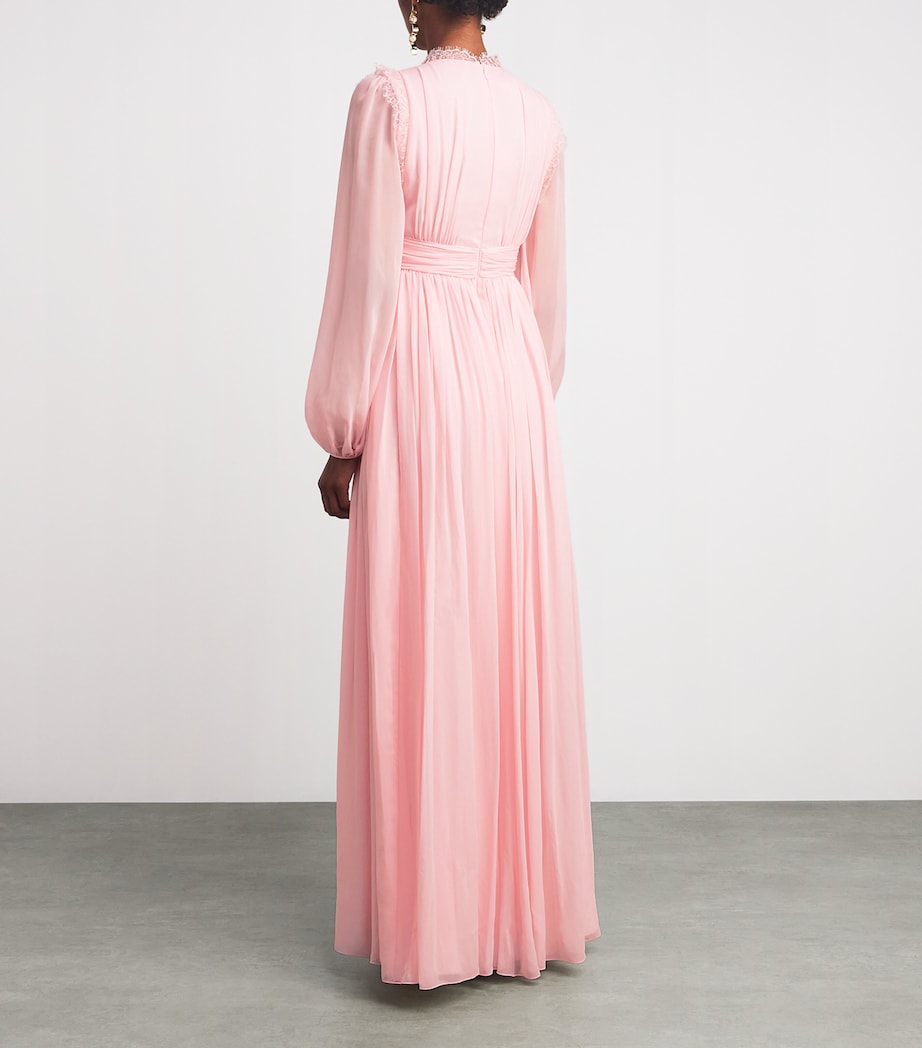 Silk Lace-Trim Maxi Dress
