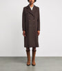 Sandro Paris Brown Virgin Wool-Blend Double-Breasted Overcoat