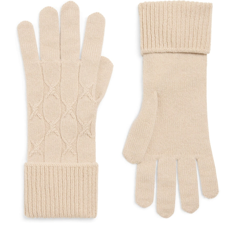 Eleventy Beige Cashmere Cable-Knit Gloves