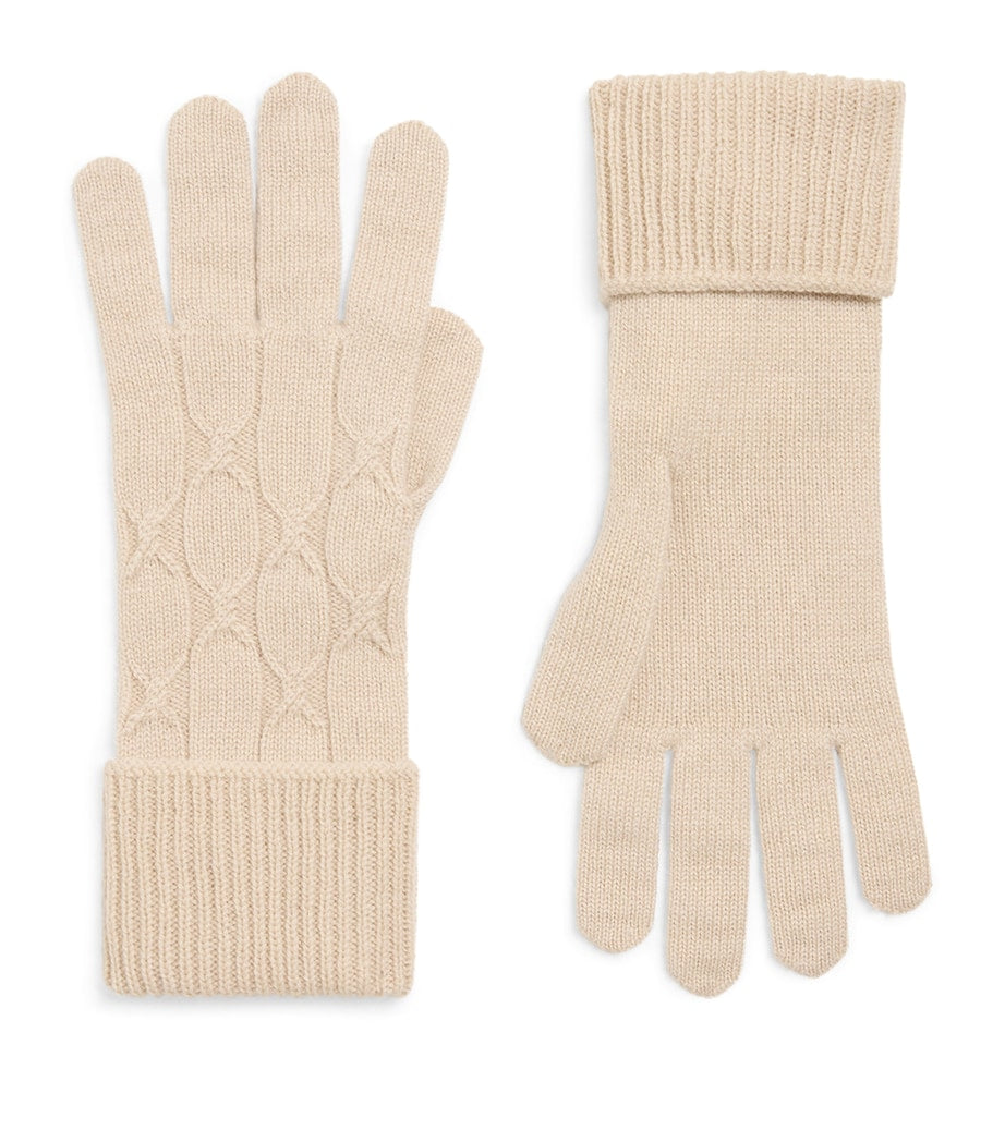 Eleventy Beige Cashmere Cable-Knit Gloves