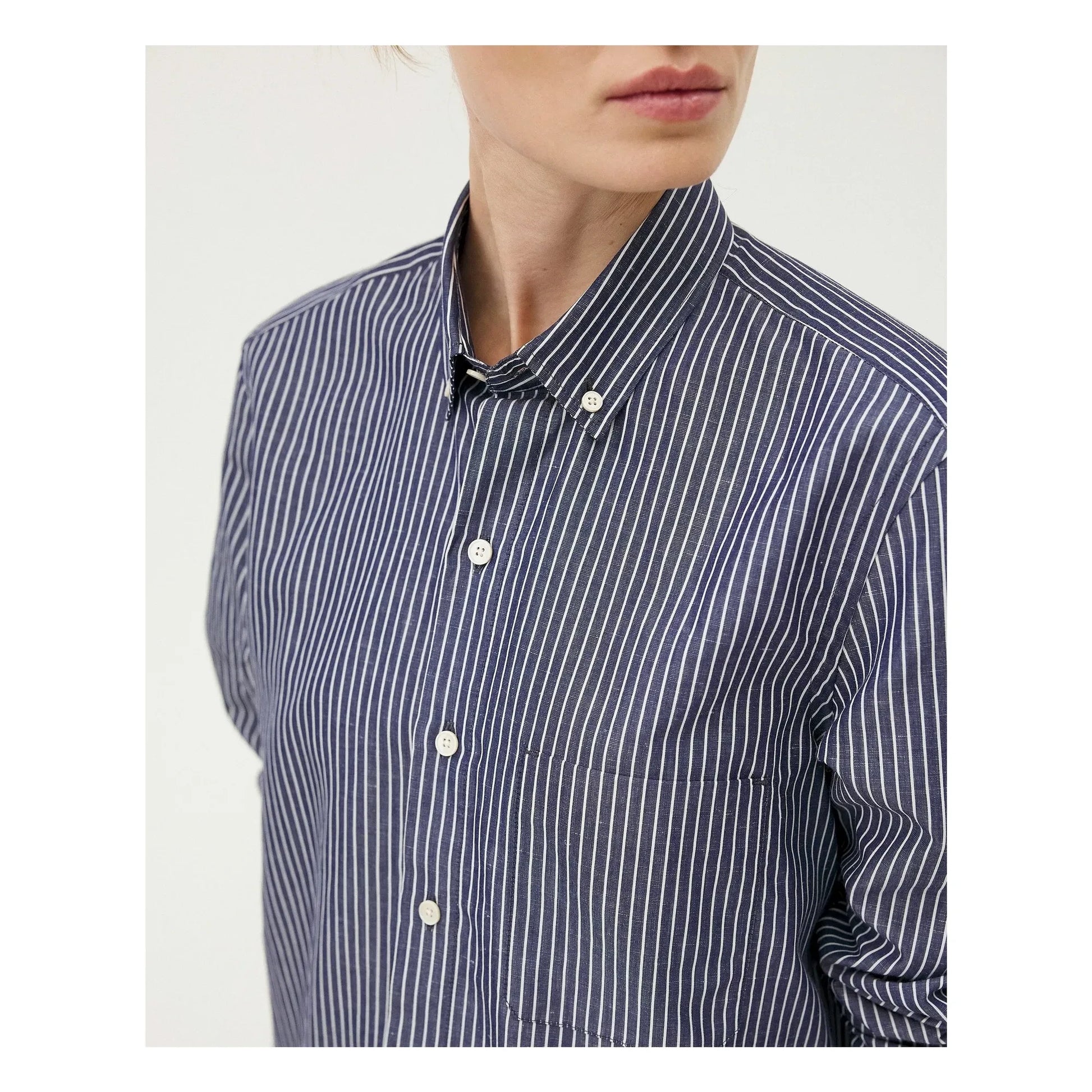 Noyoco - Curtis shirt Fine stripes Recycled cotton | Blue