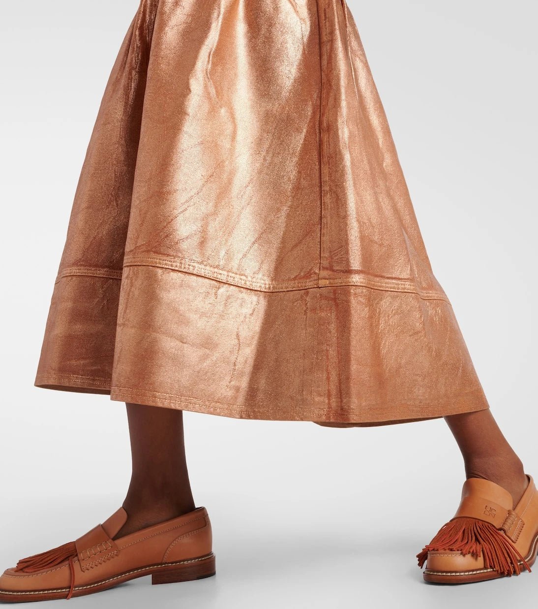 Ulla Johnson - Astrid foiled denim midi skirt