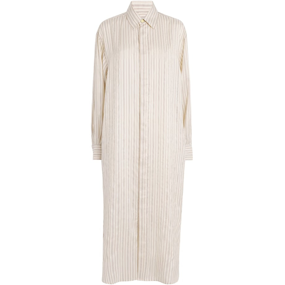 Le Kasha Multi Silk Stripe Uzud Maxi Shirt Dress