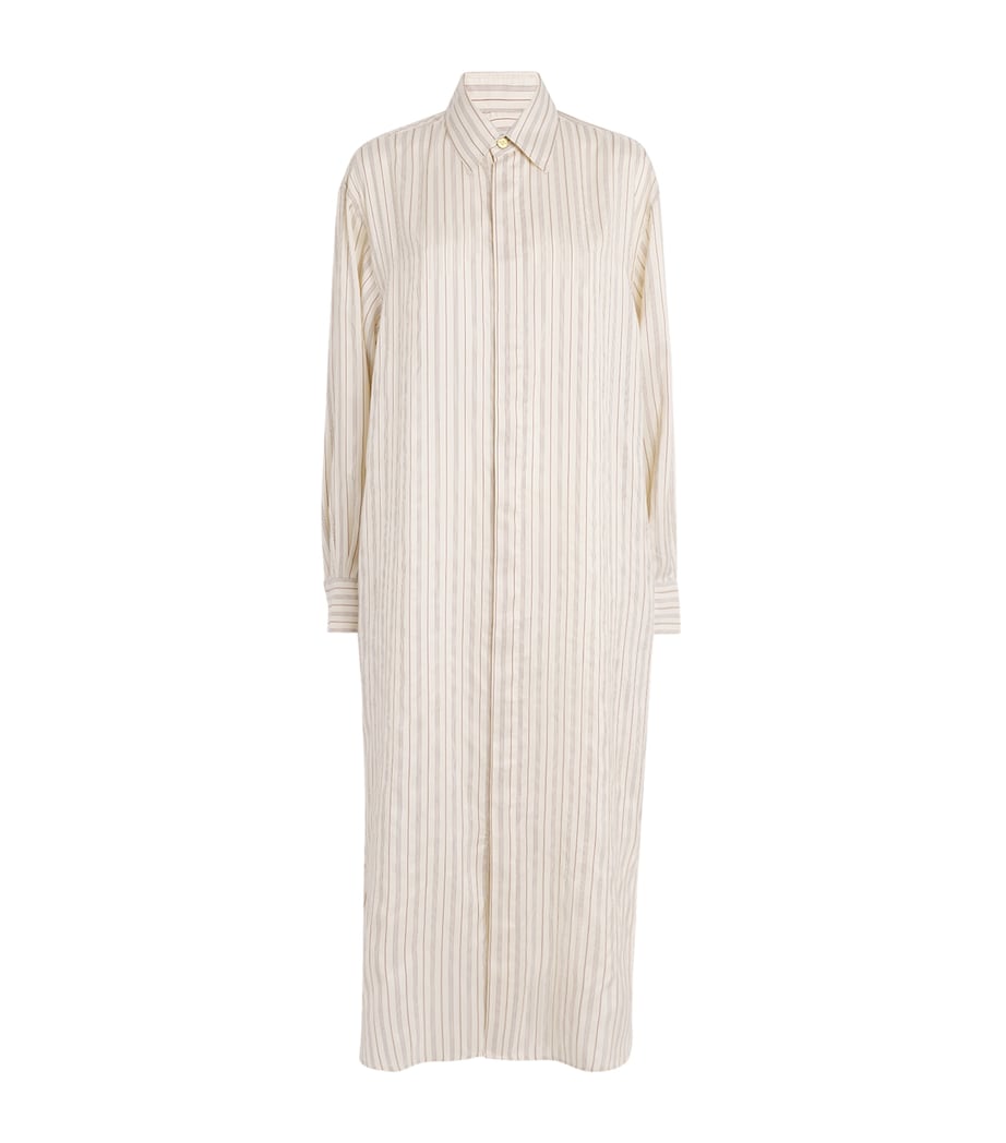 Le Kasha Multi Silk Stripe Uzud Maxi Shirt Dress