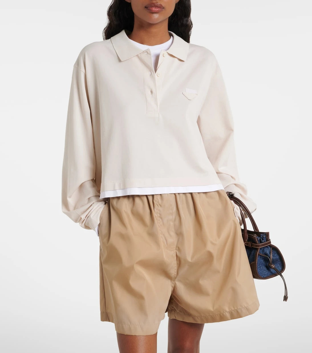 Prada - Cotton piqué and jersey polo shirt
