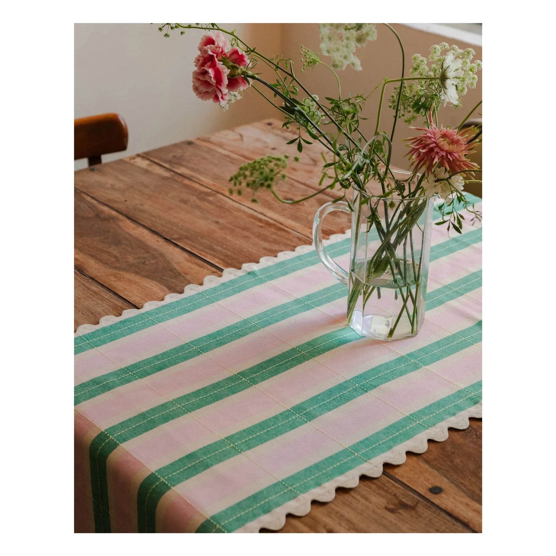 Tarta Gelatina - Organic cotton table runner | Green