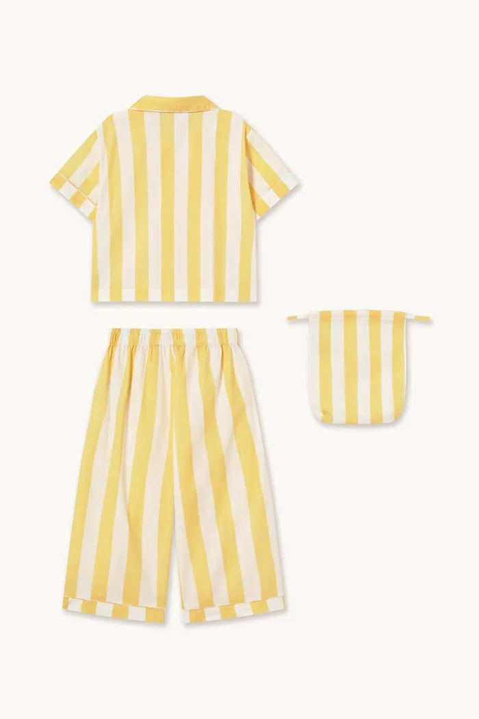 Детска памучна пижама Tinycottons YELLOW STRIPES SET