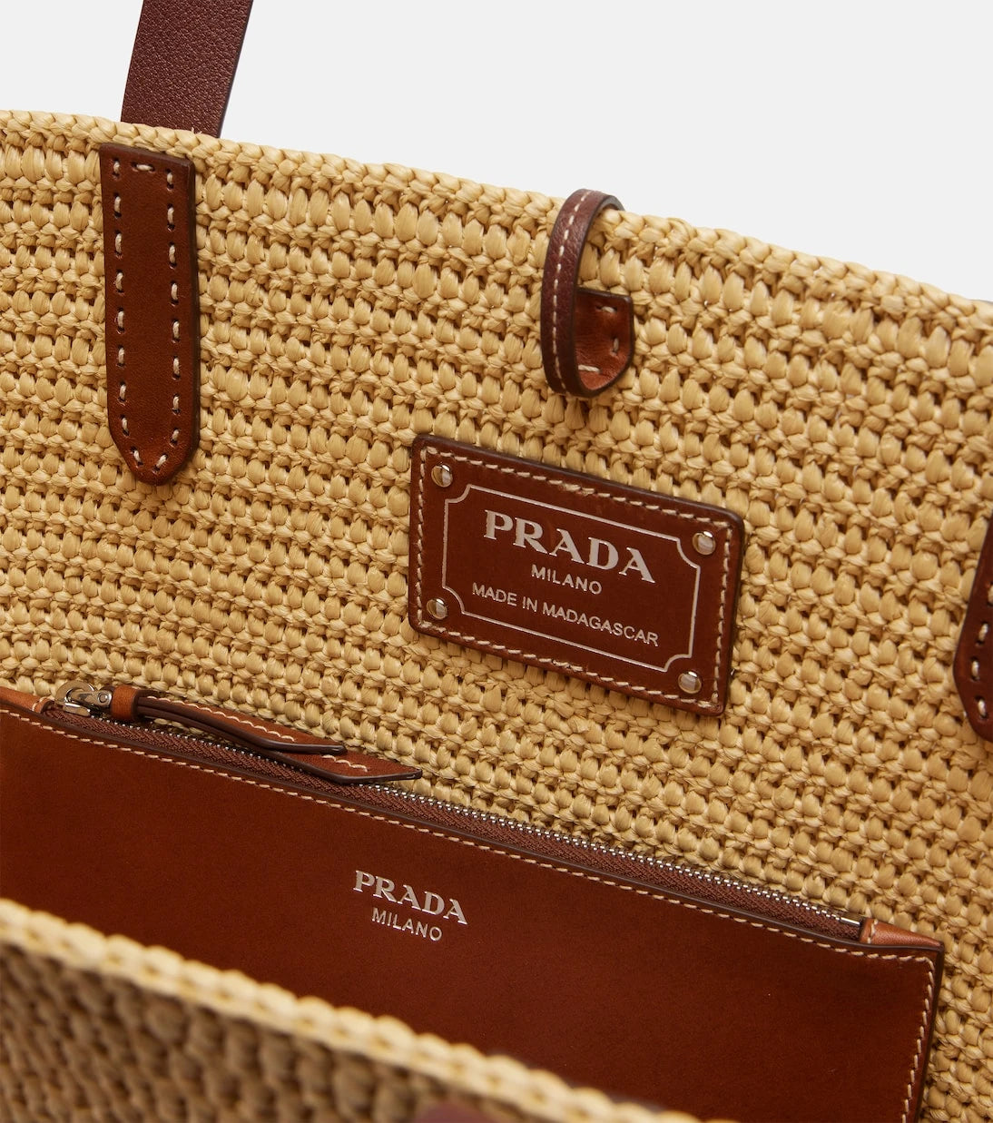 Prada - Medium raffia-effect crochet basket bag