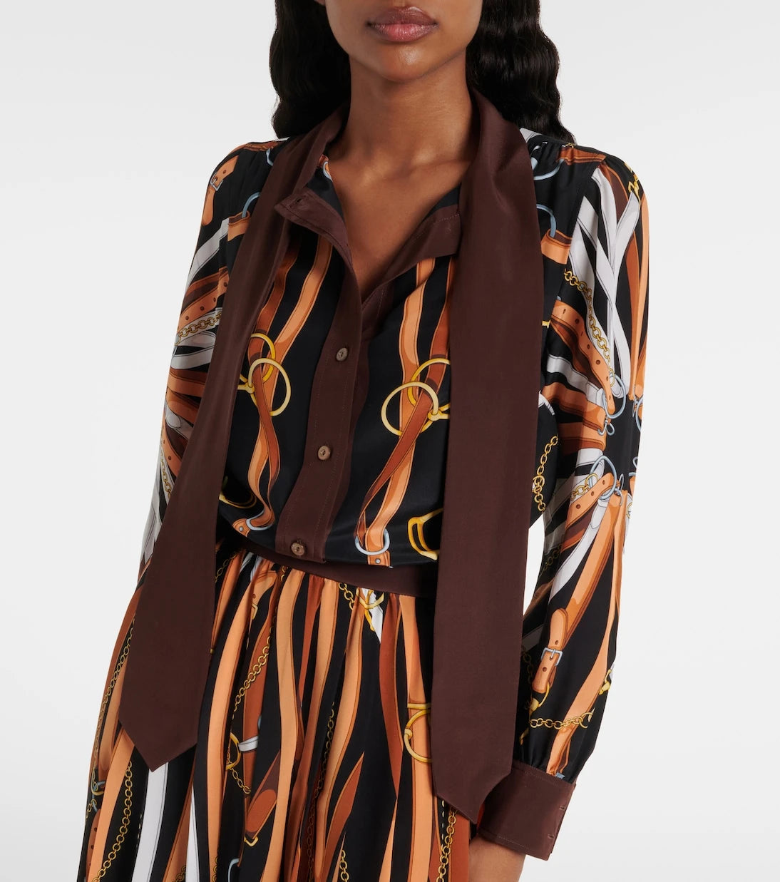 Gucci - Printed tie-neck silk shirt dress