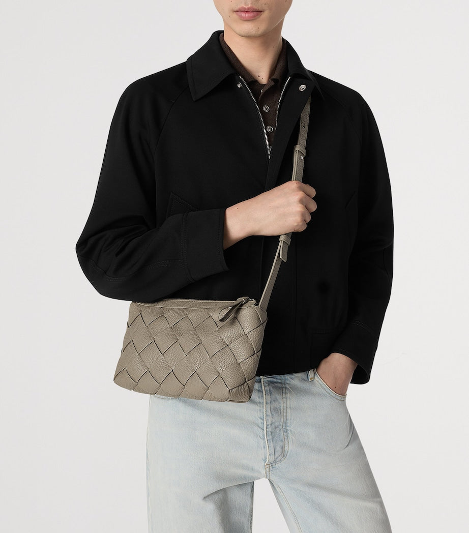 Small Leather Zipped Diago Messenger Bag