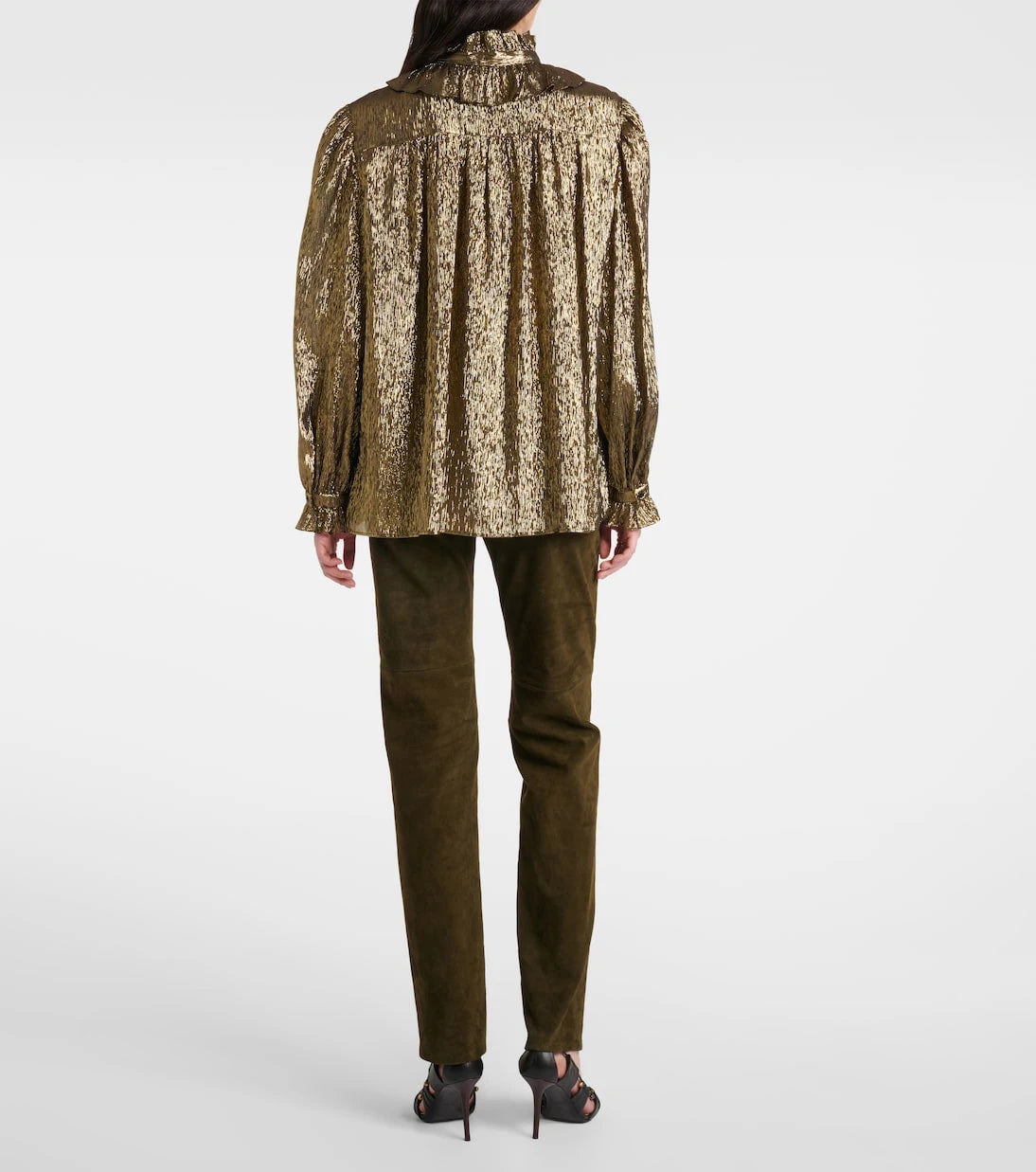 Chloé - Ruffled lamé silk-blend blouse
