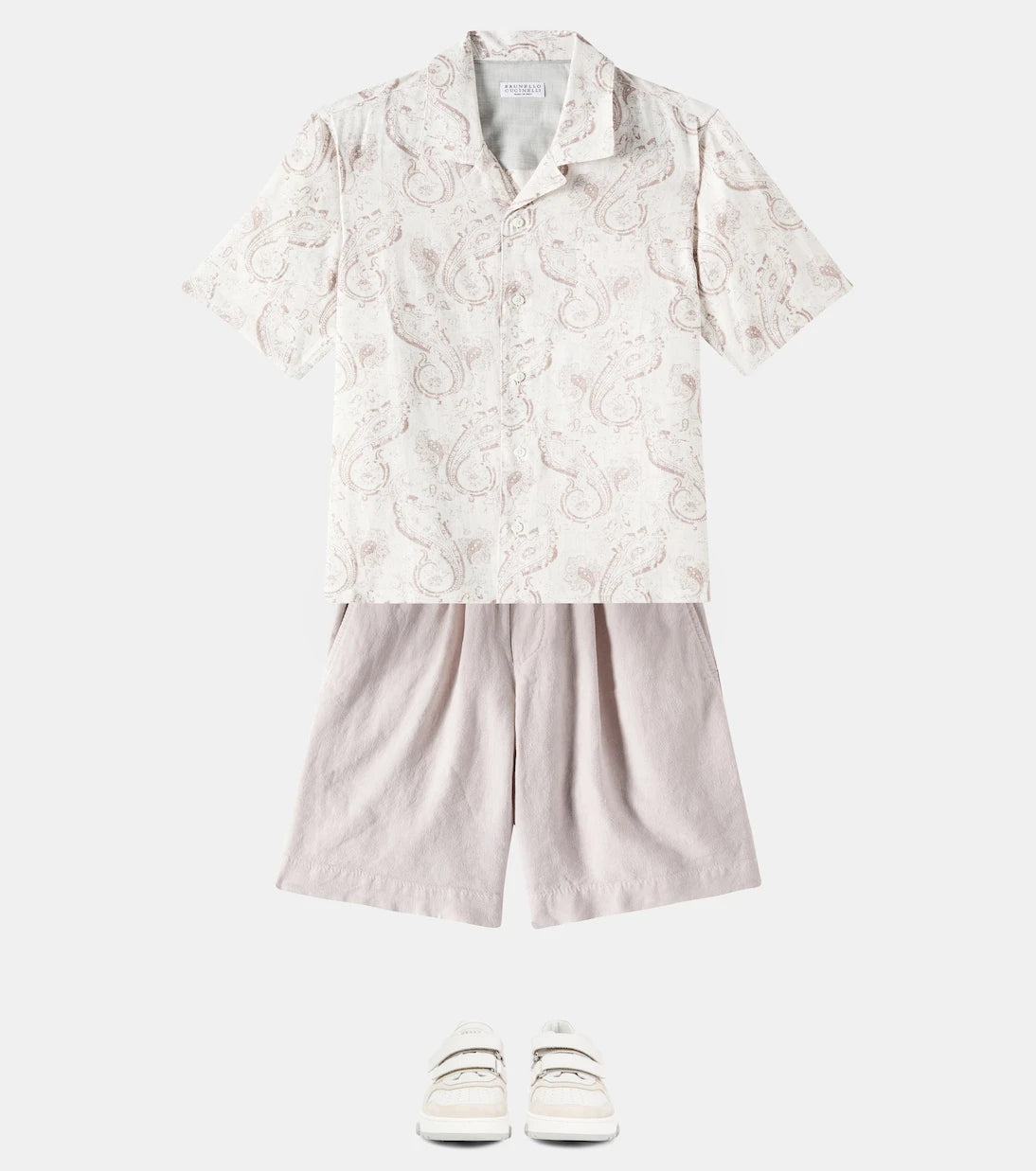 Brunello Cucinelli Kids - شورت برمودا مصبوغ من مزيج الكتان