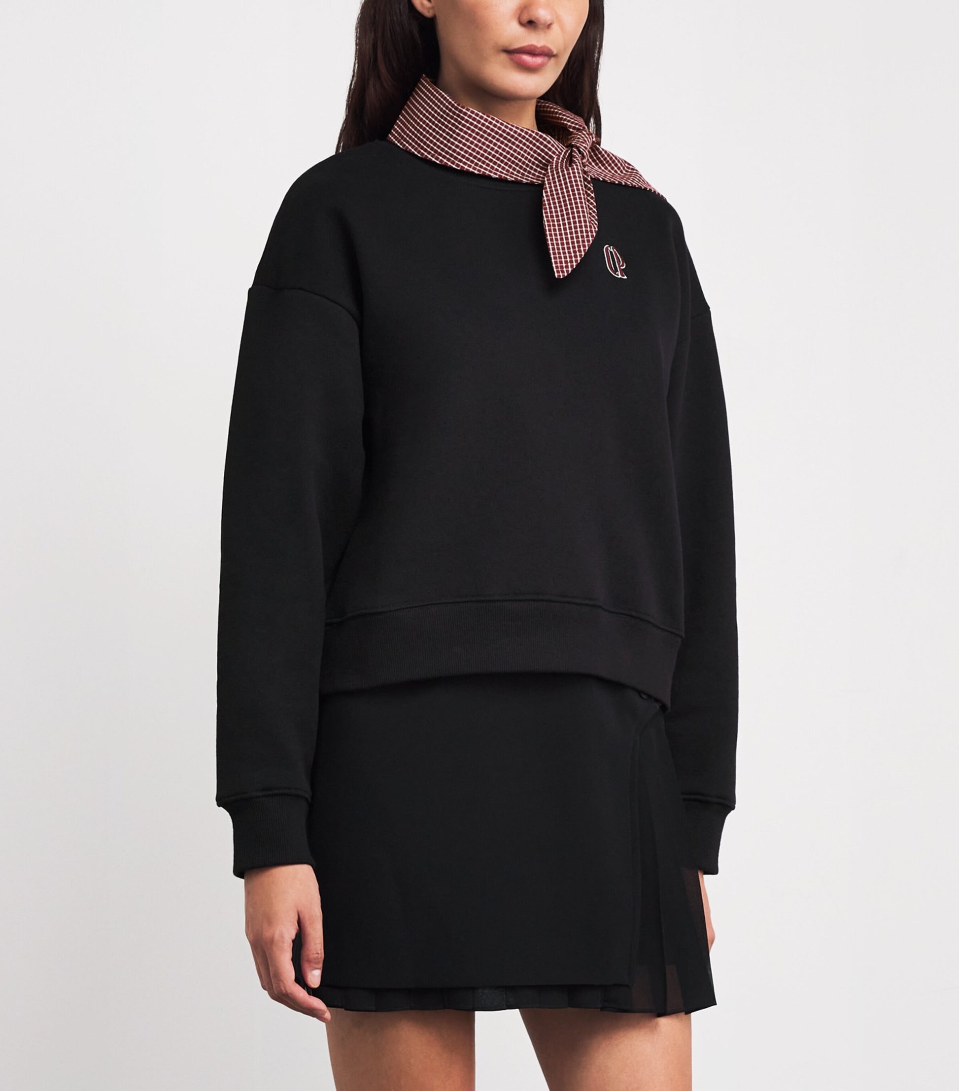 Claudie Pierlot Blue Tie-Neck Logo Sweatshirt