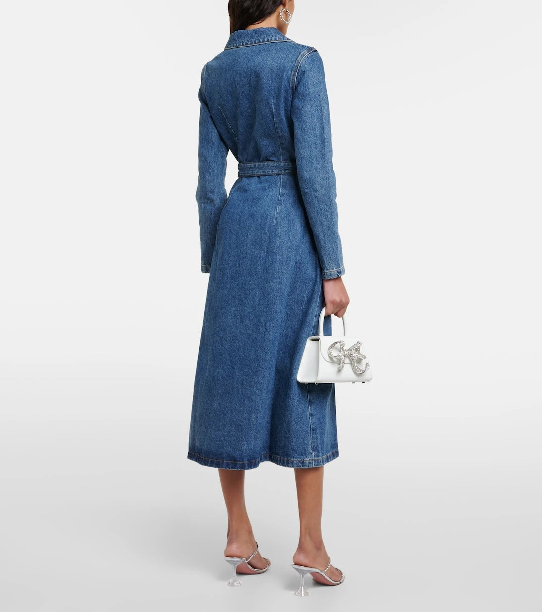 Self-Portrait - Belted denim midi dress