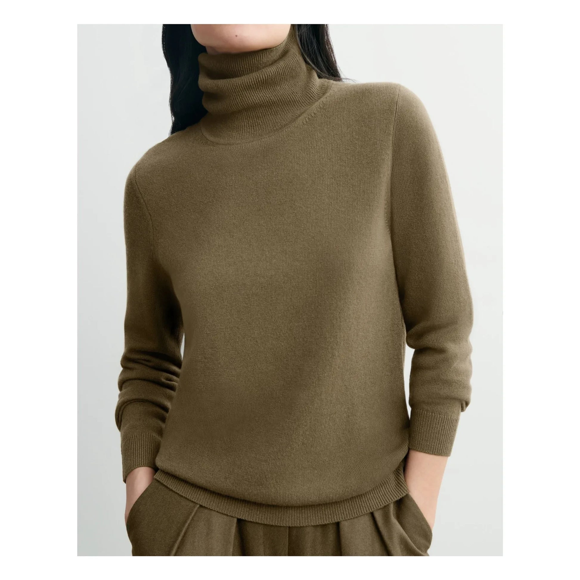 Bompard - Classic Cashmere Roll Neck Sweater | Beige