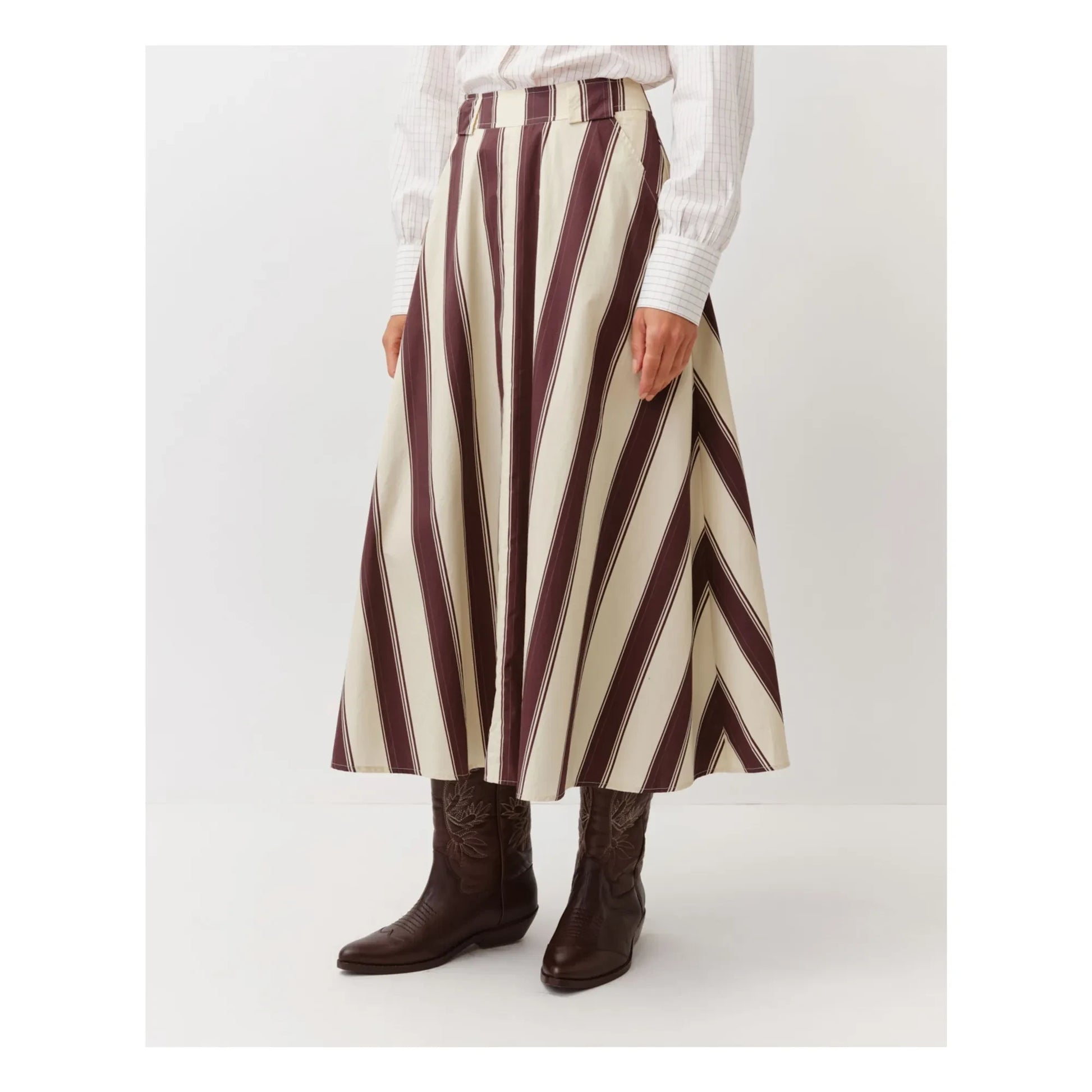 Diega - Jomo Striped Skirt | Ecru