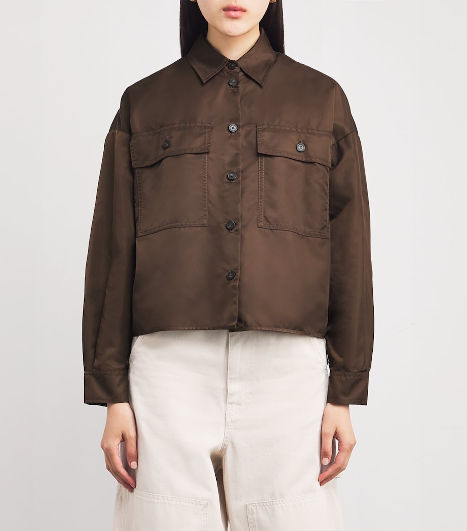 Brown Pocket-Detail Bomber Jacket