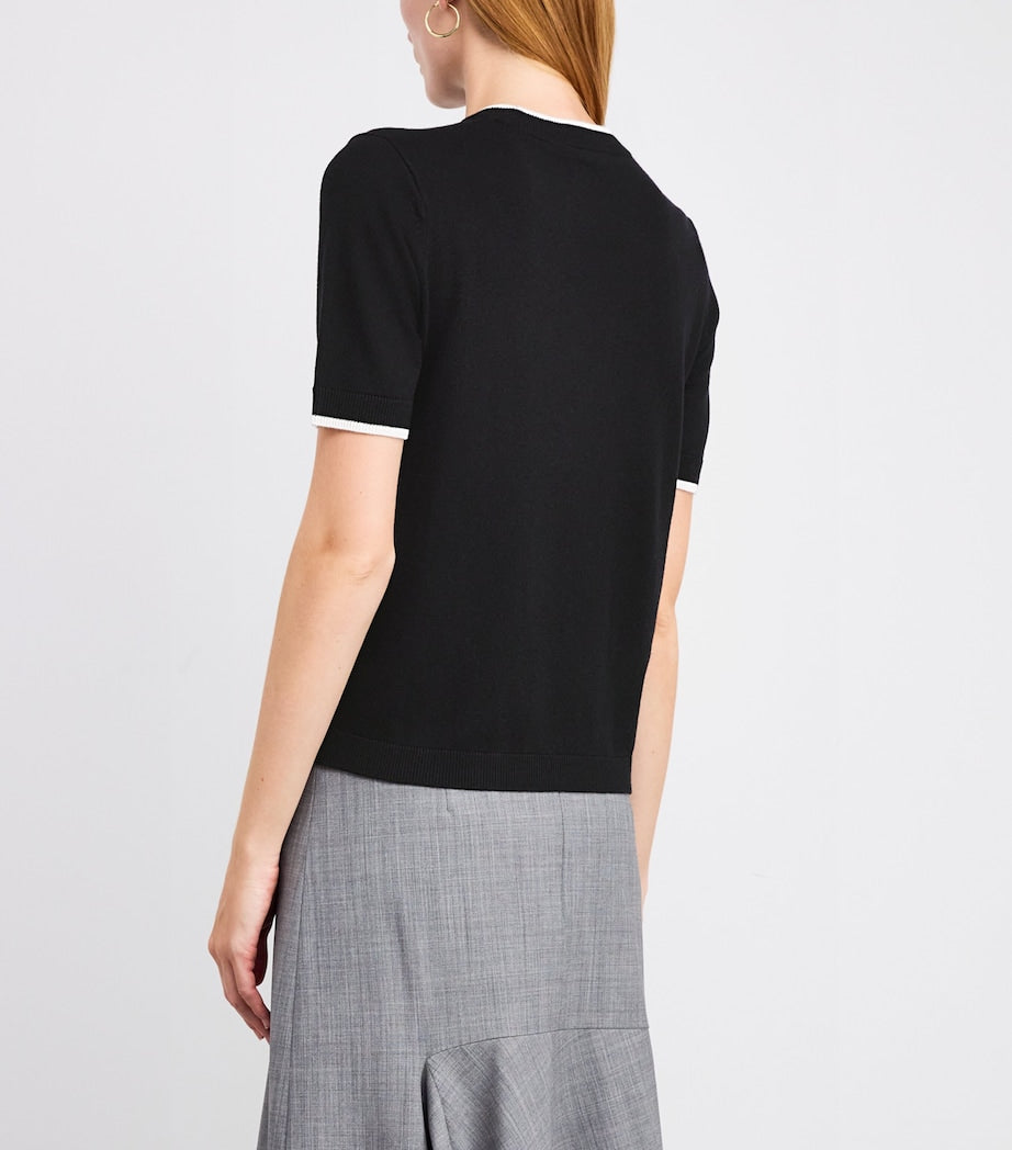 Max Mara Black Virgin Wool Contrast-Trim Sweater