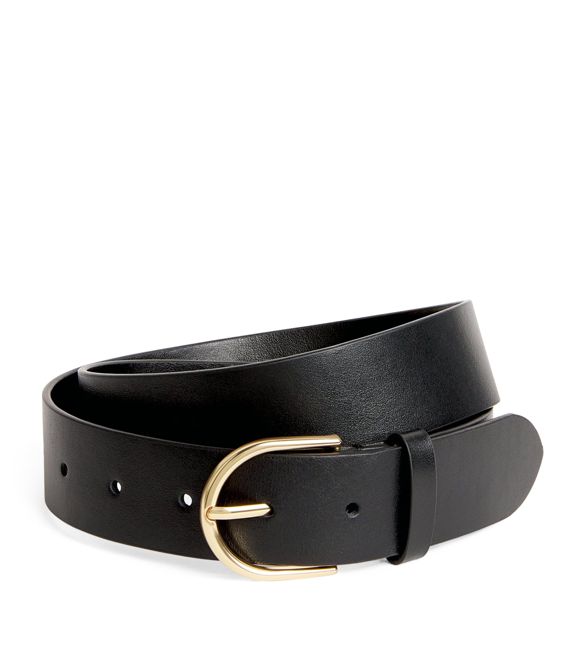 Maje Black Leather Chain Detail Belt