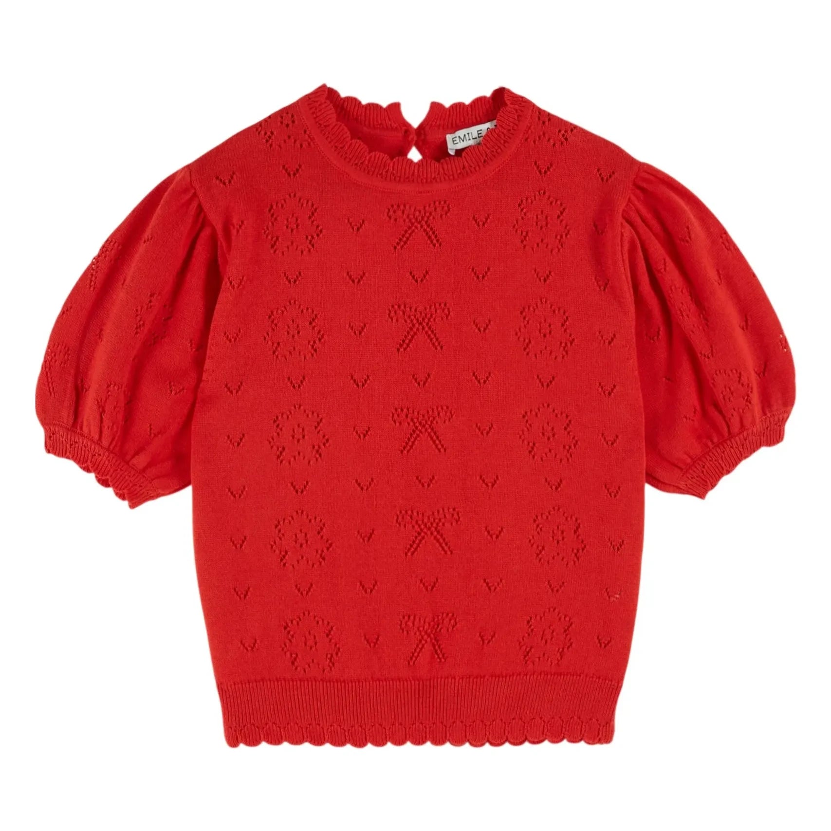 Emile et Ida - Organic cotton openwork T-shirt | Red