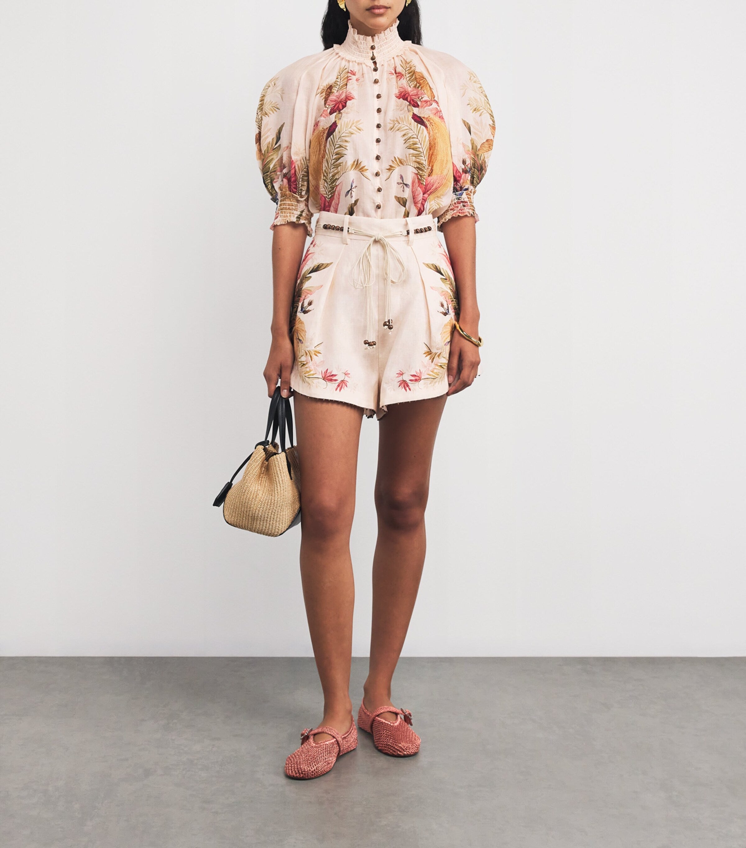 White Linen Palm Ascension Shorts