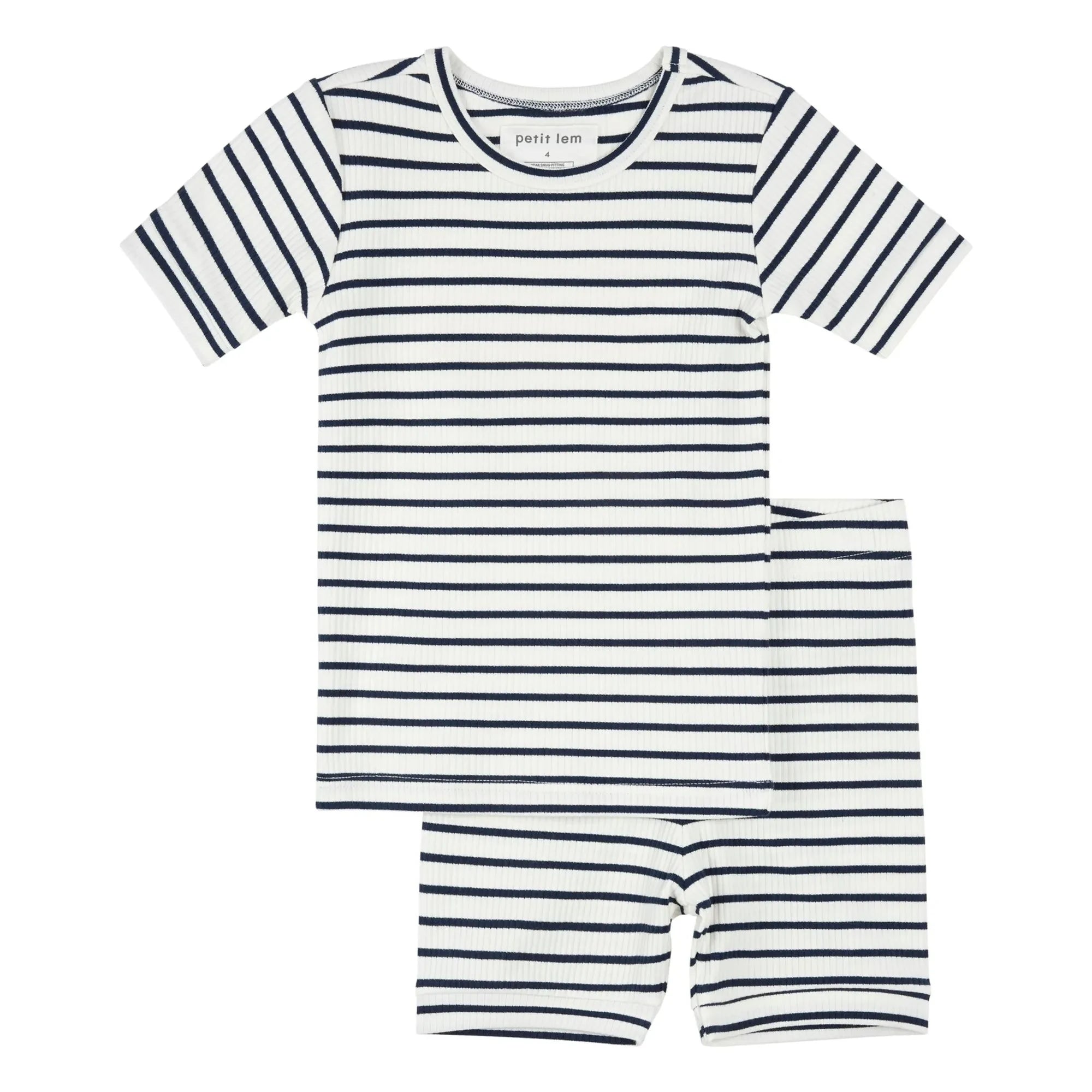 Petit Lem - Pyjama Short Ribbed Organic Cotton and Modal | Navy blue