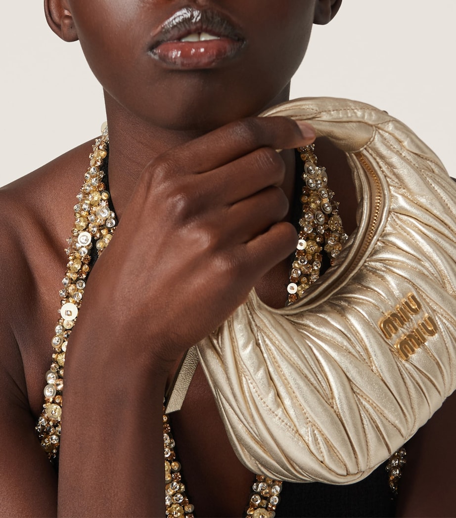 Metallic Mini Matelassé Leather Wander Top-Handle Bag