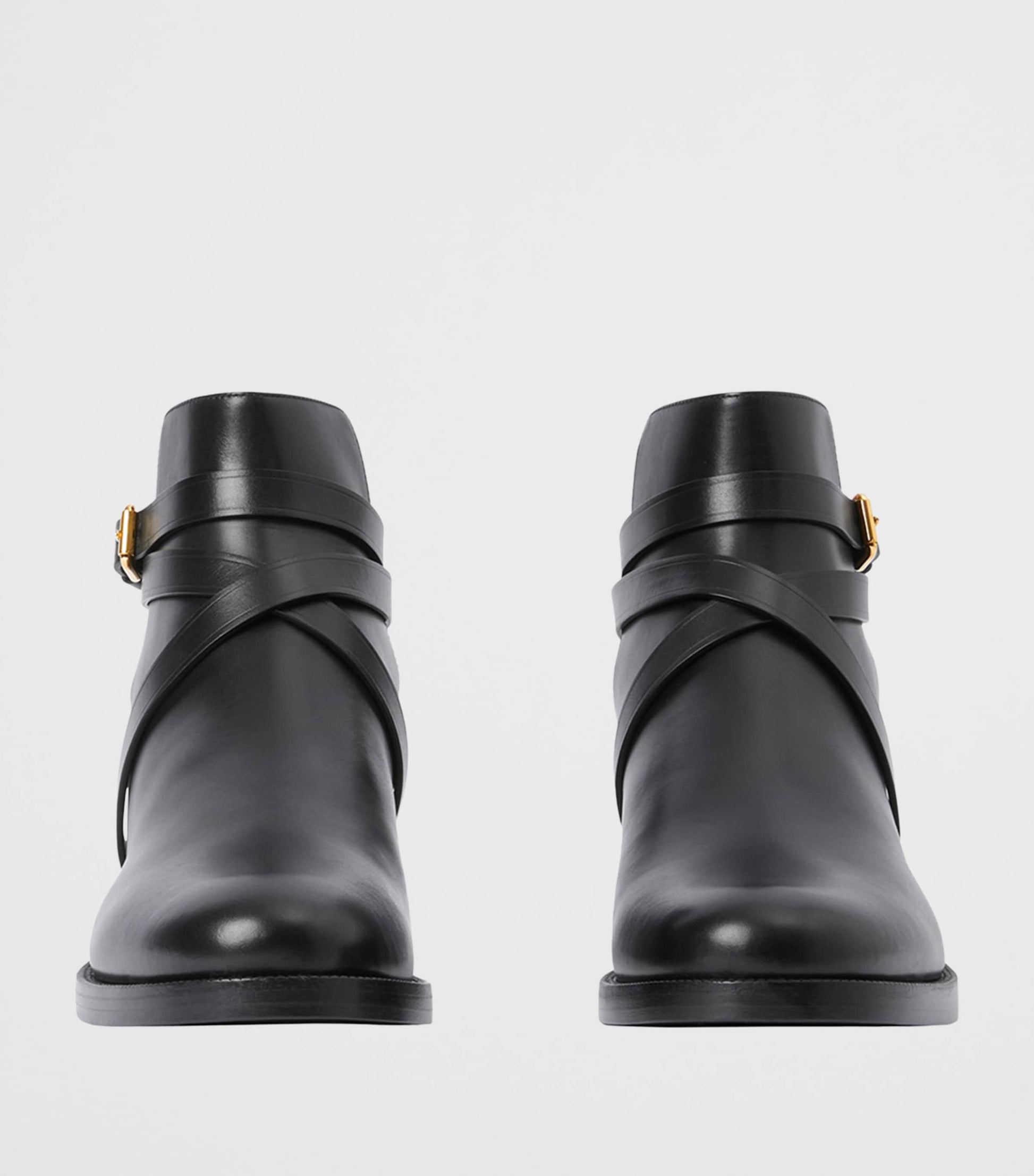 Black Check and Leather Ankle Boots