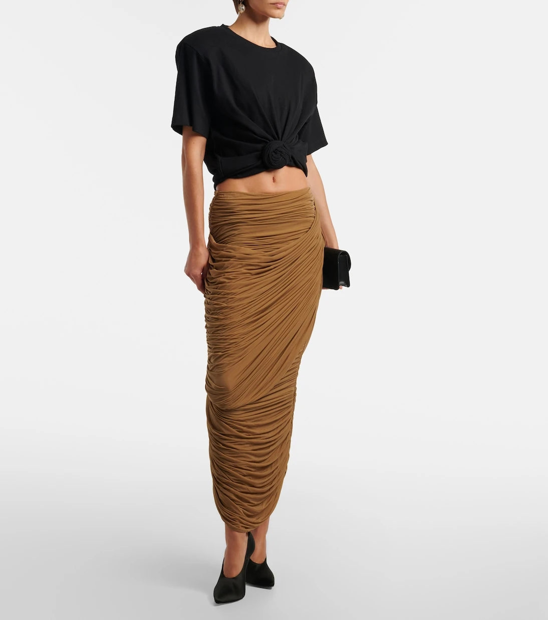 Magda Butrym - Draped ruched jersey midi skirt
