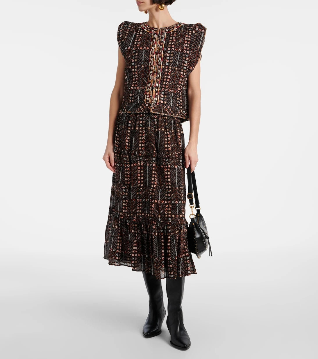 Marant Etoile - Diya printed tiered cotton maxi skirt