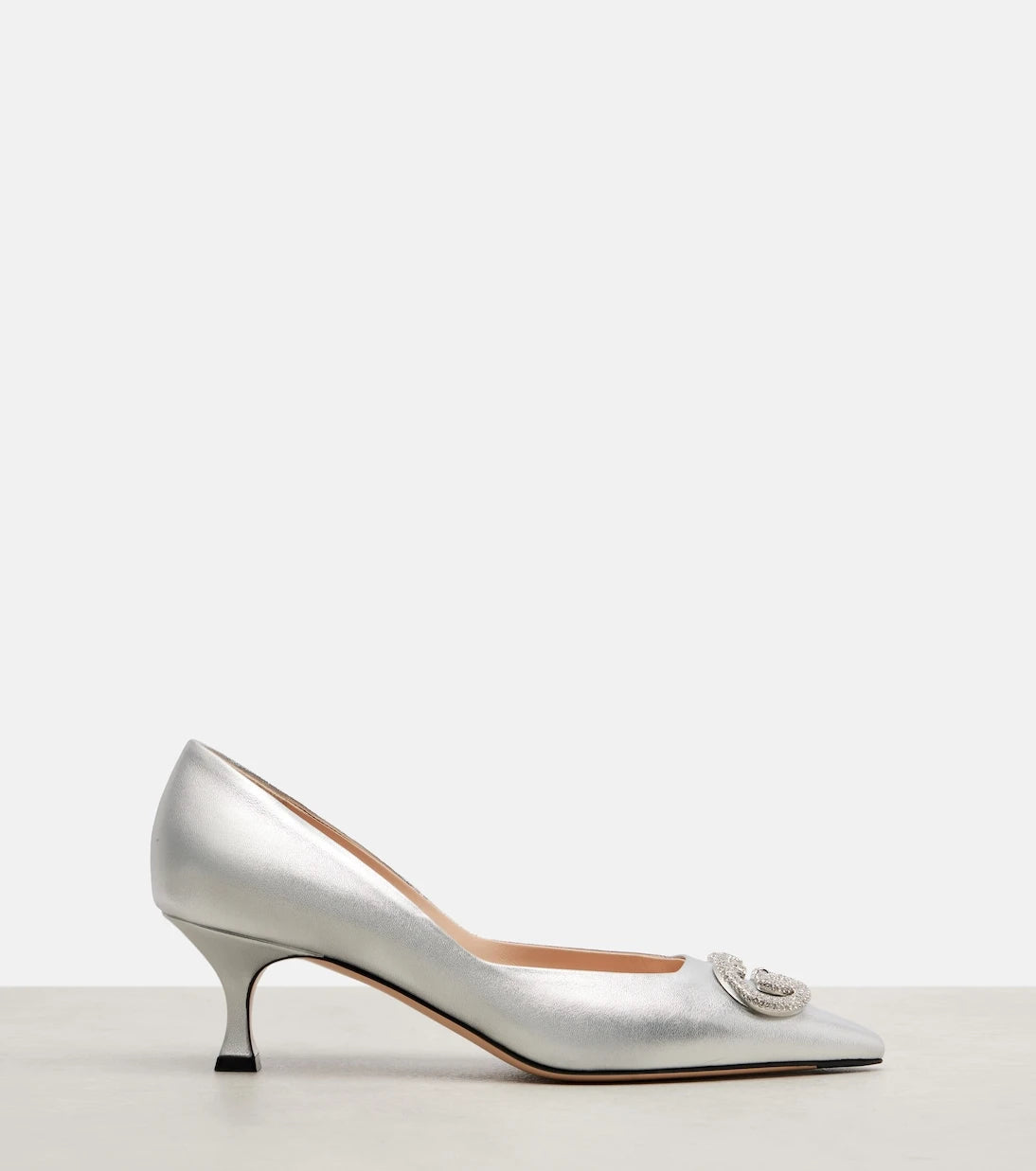 Gucci - Interlocking G 55 metallic leather pumps