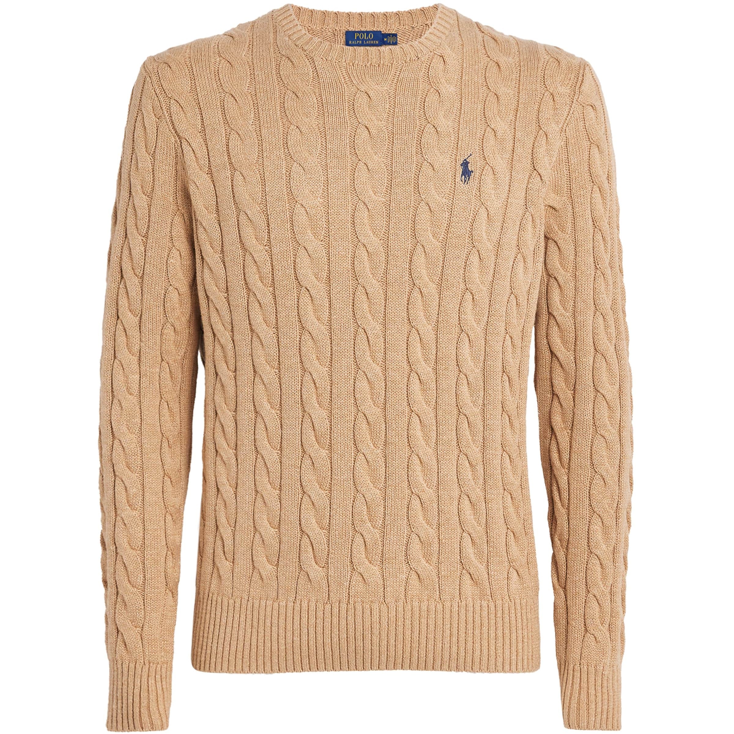 Brown Cotton Cable-Knit Logo Sweater