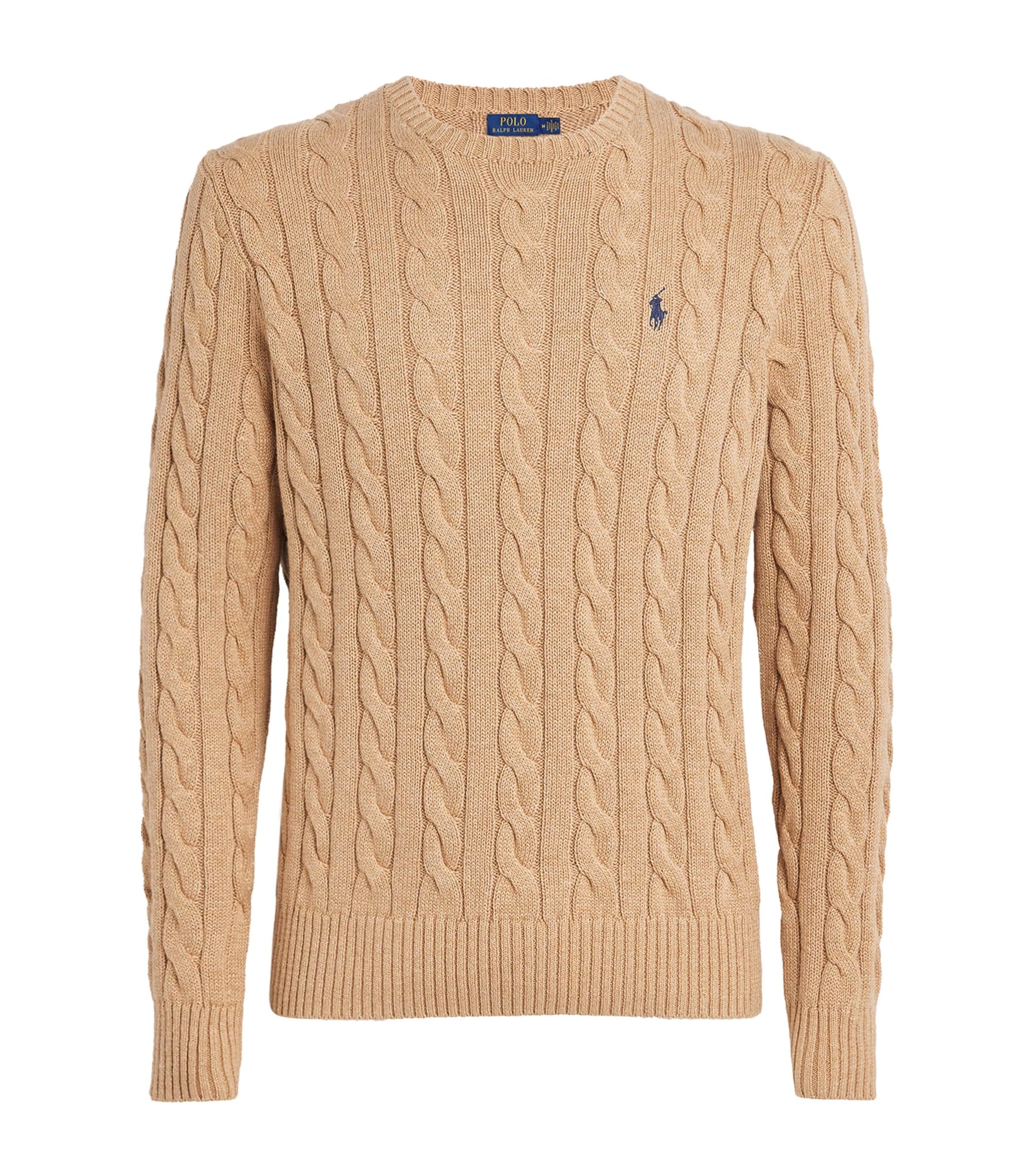Brown Cotton Cable-Knit Logo Sweater