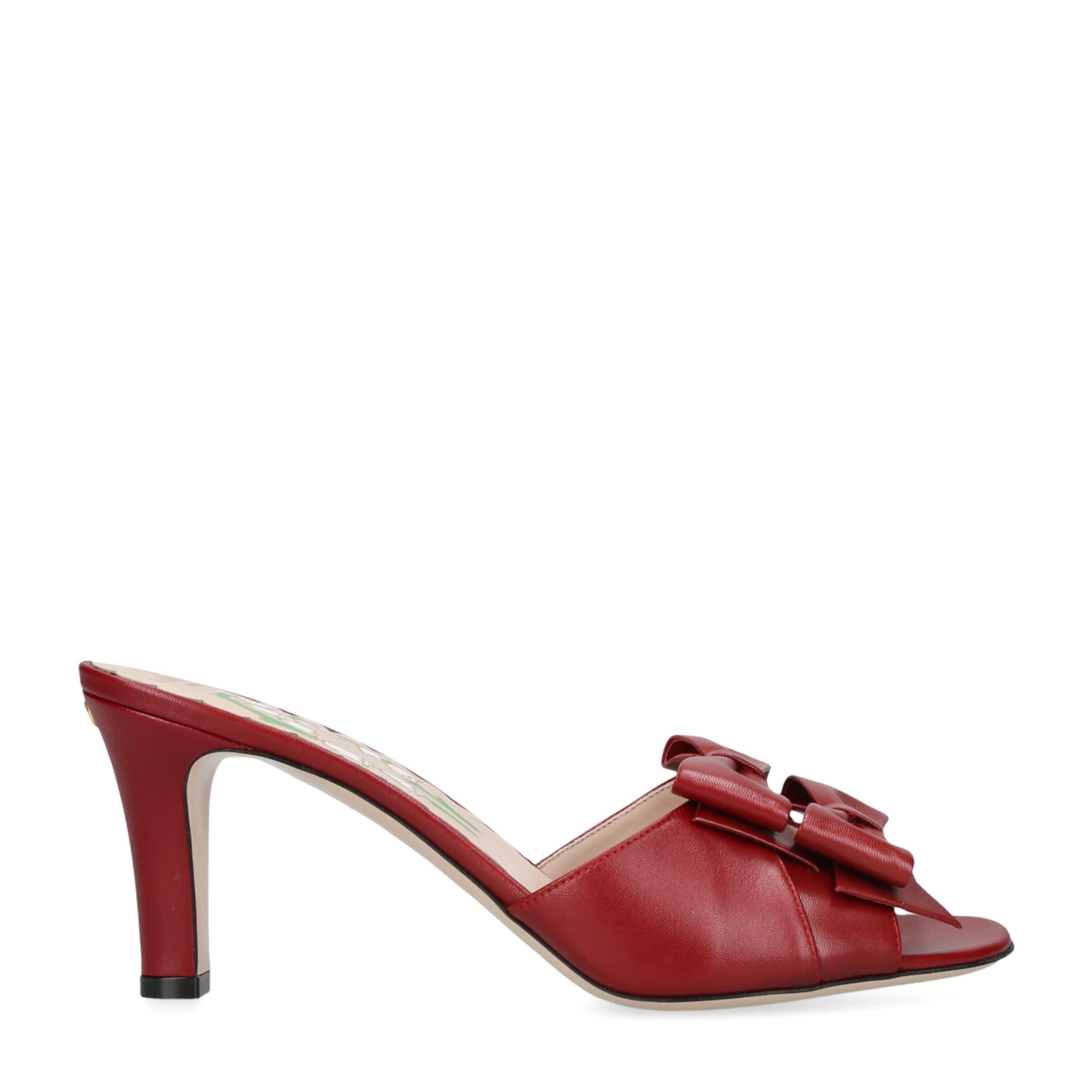 Valentino Garavani Red Leather Bow-Detail Bowow Mules 75