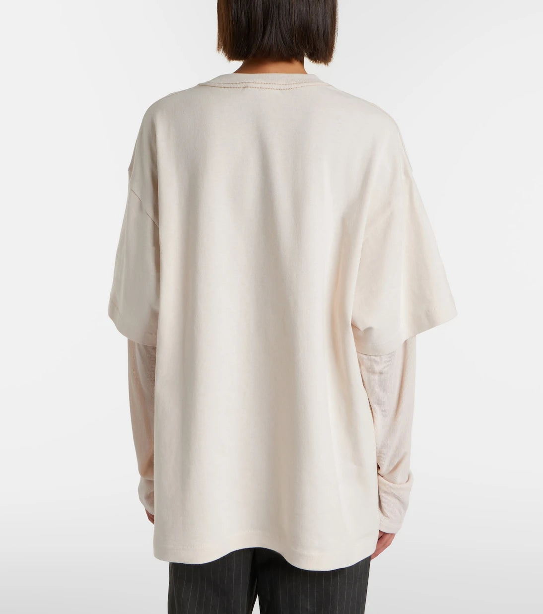 Acne Studios - تيشيرت جيرسي قطني بشعار بطبقات