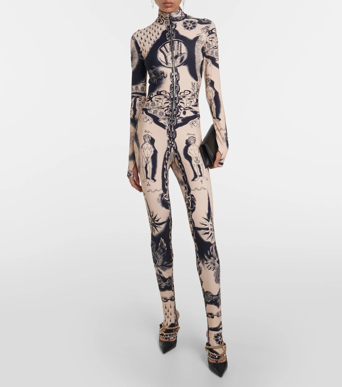 Jean Paul Gaultier - Tattoo Collection printed jersey catsuit