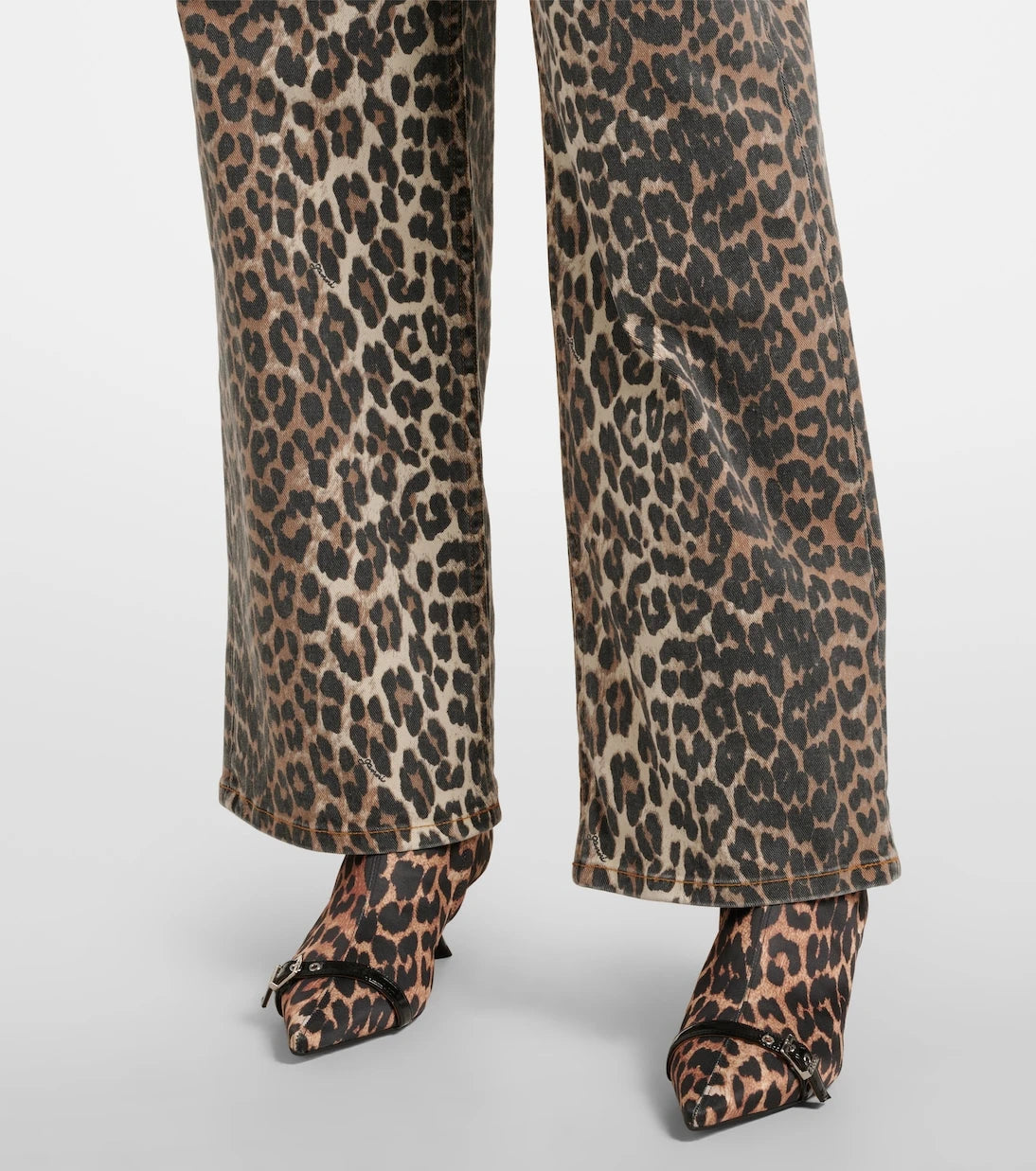 Ganni - Izey leopard-print straight jeans