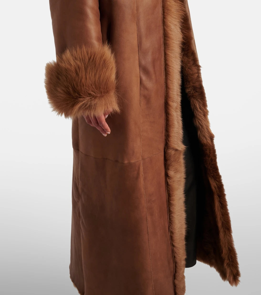 Nour Hammour - Marlene leather and shearling coat