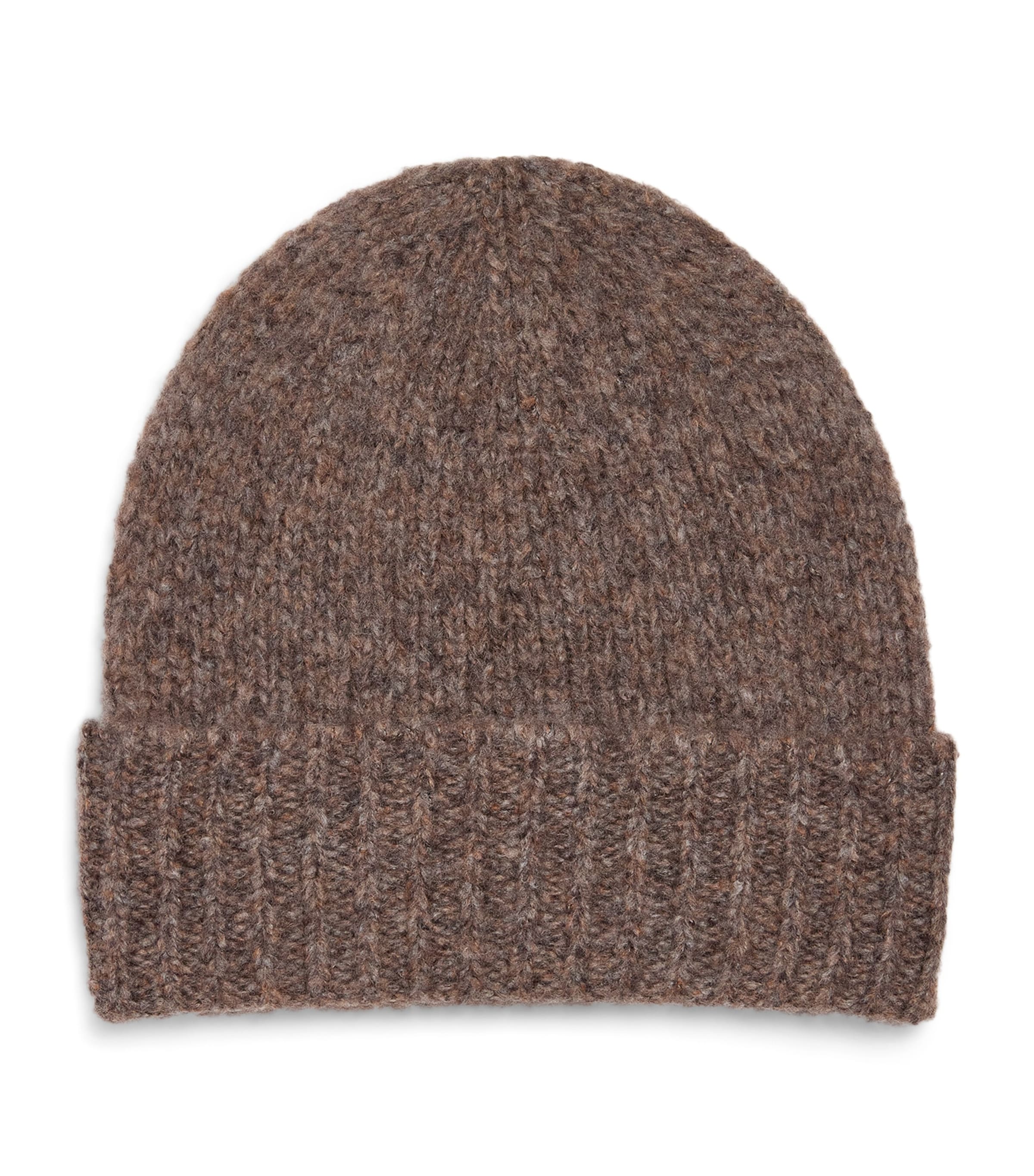 Johnstons Of Elgin Brown Cashmere-Silk Brushed Beanie