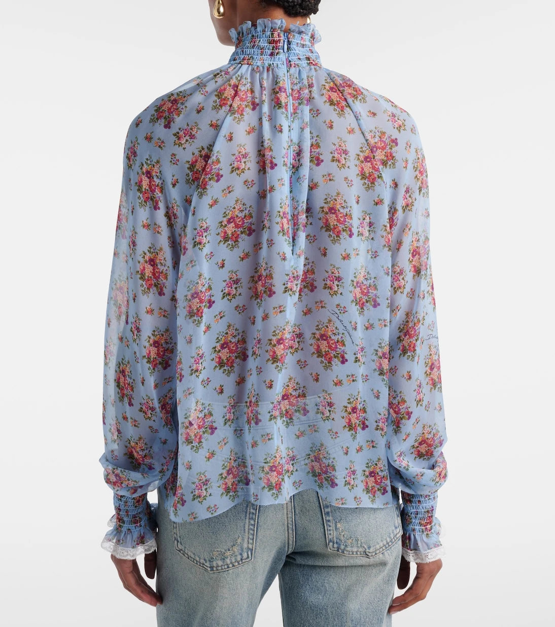 Dolce&Gabbana - Floral ruffled silk and cotton blouse